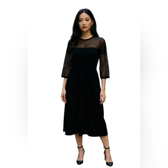 KamaliKulture Dress NORMA KAMALI Sheer Black Minimalist Long Sleeves Large Party - Picture 1 of 8